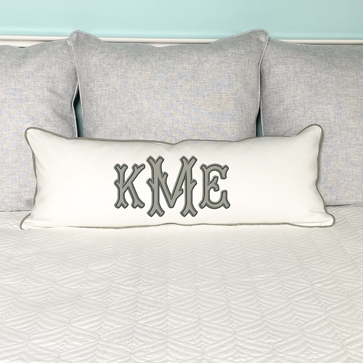 Large Monogram Applique Pillow Cover-embroidered Pillow-personalized Pillow- large Lumbar Pillow-queen/king Bed Pillow-accent Pillow 