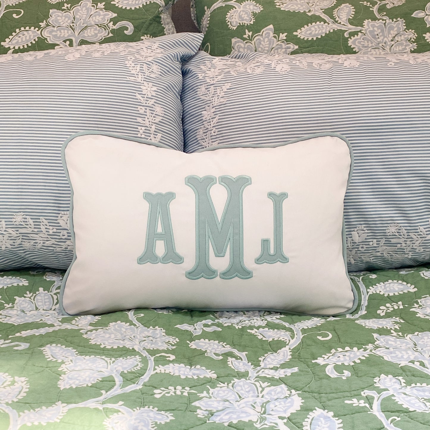 APPLIQUE MONOGRAM LUMBAR PILLOW