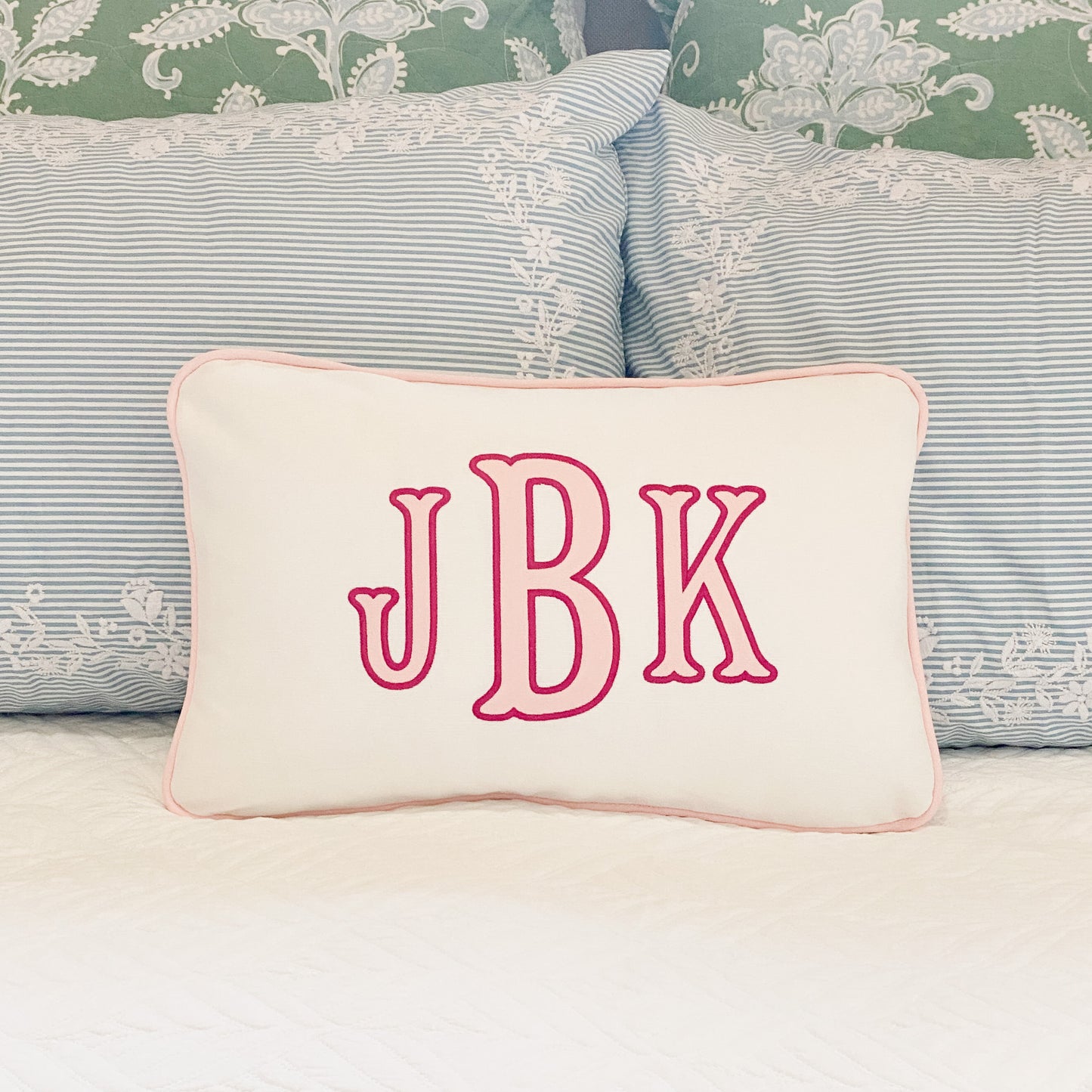 APPLIQUE MONOGRAM LUMBAR PILLOW