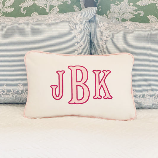 APPLIQUE MONOGRAM LUMBAR PILLOW