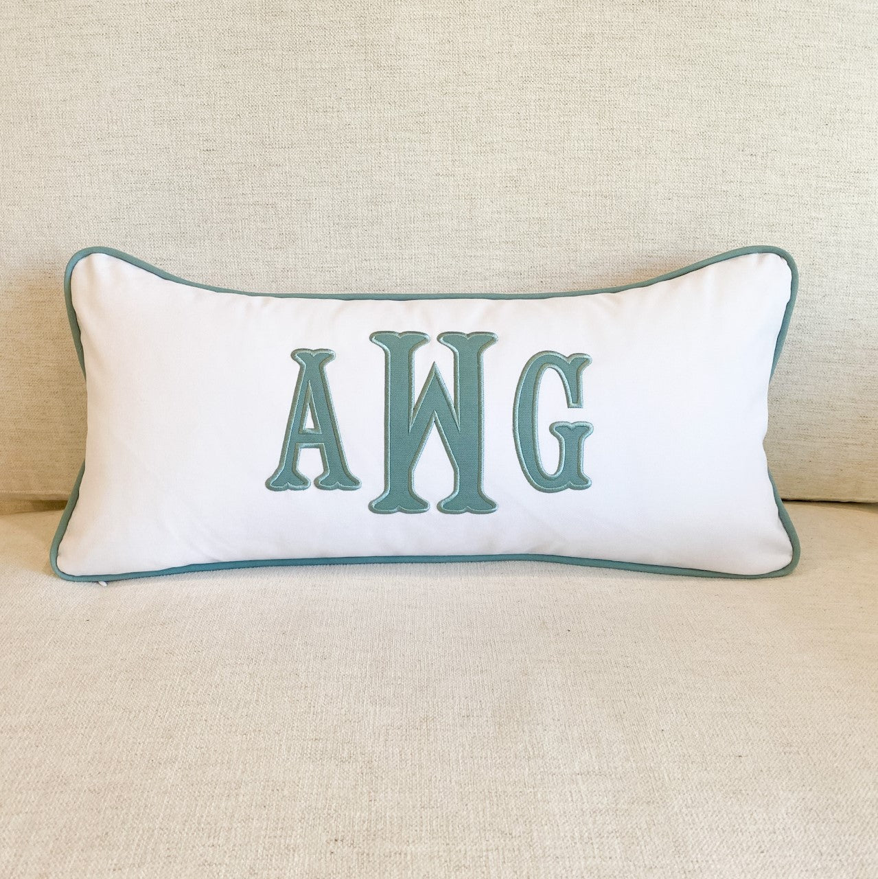 APPLIQUE MONOGRAM LUMBAR PILLOW