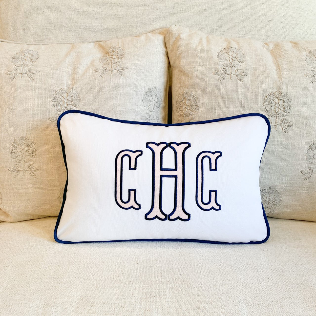 APPLIQUE MONOGRAM LUMBAR PILLOW